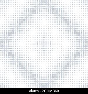 Modello senza giunture diagonale a mezzitoni, illustrazione vettoriale. Sfondo geometrico astratto con molti piccoli punti. Grigio monocromatico su colori bianchi Illustrazione Vettoriale