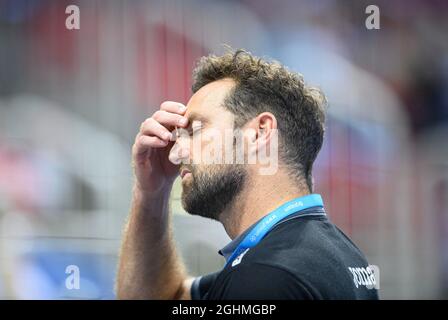 Dusseldorf, Germania. 05 settembre 2021. Allenatore Florian KEHRMANN (Lemgo) Handball Super Cup 2021, THW Kiel (KI) - TBV Lemgo Lippe 30:29, su 04.09.2021 a Duesseldorf/Germania. Â Credit: dpa/Alamy Live News Foto Stock