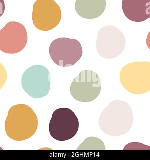 Motivo senza cuciture con colori autunnali su sfondo bianco. Punti organici. Illustrazione vettoriale, design piatto Illustrazione Vettoriale