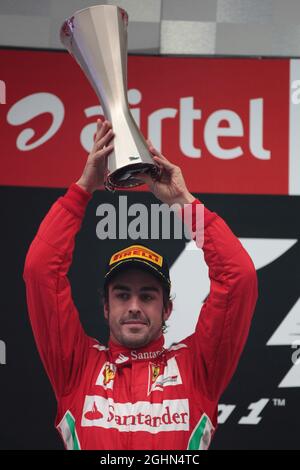 2° posto Fernando Alonso (ESP), Scuderia Ferrari 28.10.2012. Formula 1 World Championship, Rd 17, Indian Grand Prix, Nuova Delhi, India, Giorno di gara Foto Stock