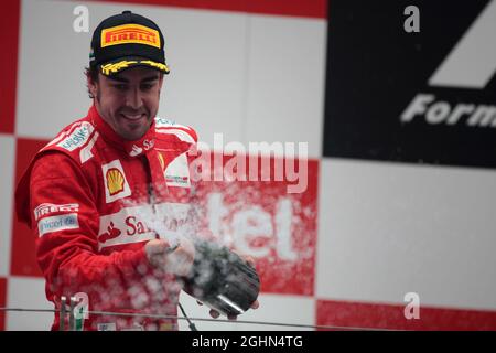 2° posto Fernando Alonso (ESP), Scuderia Ferrari 28.10.2012. Formula 1 World Championship, Rd 17, Indian Grand Prix, Nuova Delhi, India, Giorno di gara Foto Stock