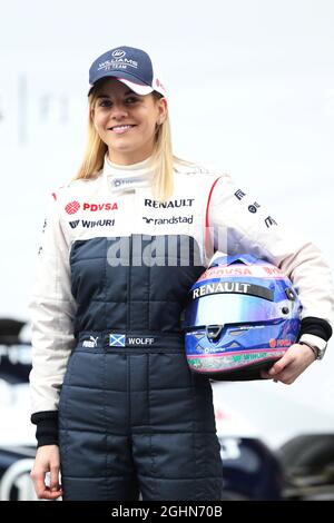 Driver di sviluppo Williams Susie Wolff (GBR). 19.02.2013. Lancio Williams FW35, Barcellona, Spagna. Foto Stock