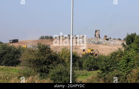 Walley’s Quarry Landfill Site, i residenti nelle vicinanze affermano di emettere odori, Cemetery Road, Silverdale, Newcastle Under Lyme, Stoke-on-Trent, Staffordshire Foto Stock