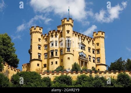 Hohenschwangau Castello, Schwangau, Koenigswinkel, strada romantica, East Allgaeu, Allgaeu, Swabia, Baviera, Germania Foto Stock