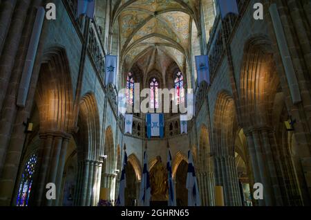 Sala del coro della Cattedrale, Basilka Saint-Tugdual, Treguier, Cotes-d'Armor, Bretagna, Francia Foto Stock