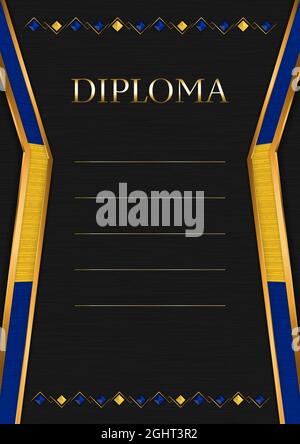 Cornice verticale e bordo su sfondo metallico nero, con colori della bandiera Barbados, elementi modello per il vostro certificato e diploma. Vettore. Illustrazione Vettoriale