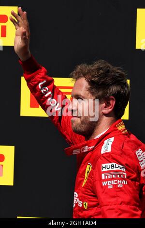 Sebastian Vettel (GER) celebra la Ferrari sul podio. 09.06.2019. Formula 1 World Championship, Rd 7, Canadian Grand Prix, Montreal, Canada, Giorno di gara. Il credito fotografico dovrebbe essere: XPB/Press Association Images. Foto Stock