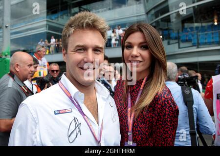 (Da L a R): Davide Valsecchi (ITA) Sky F1 Italia Presenter con Federica Masolin (ITA) Sky F1 Italia Presenter. 08.09.2019. Campionato del mondo formula 1, Rd 14, Gran Premio d'Italia, Monza, Italia, Giorno di gara. Il credito fotografico dovrebbe essere: XPB/Press Association Images. Foto Stock