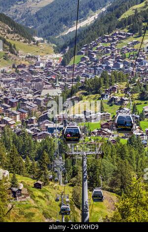 Funivia Furi, Zermatt, Vallese, Svizzera Foto Stock