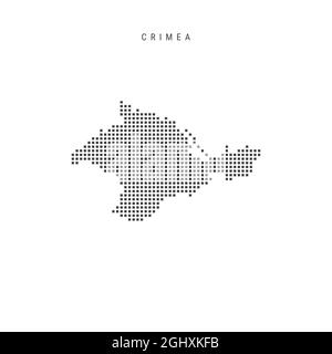 Mappa a punti quadrati di Crimea. Mappa pixel punteggiata isolata su sfondo bianco. Illustrazione vettoriale. Illustrazione Vettoriale