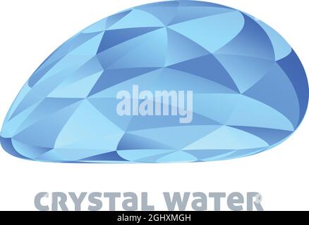 Acqua cristallina. Modello di logo con gocce d'acqua blu testurizzata da triangoli. Logotipo grafico vettoriale Illustrazione Vettoriale
