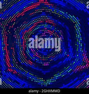 Disegno astratto della discoteca con mosaico colorato a cerchio punteggiato. Grafica vettoriale Illustrazione Vettoriale