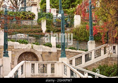 Scalinata Strudlhofstiege nella caduta Vienna Austria Foto Stock