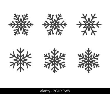 Set di splendidi fiocchi di neve concetto creativo. I saluti della stagione invernale. Buon Natale e una felice collezione di decorazione di Capodanno. Etichette decorative Illustrazione Vettoriale