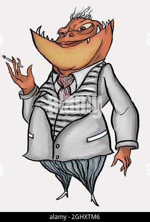 abito da fumatori con personaggio mostro Foto Stock