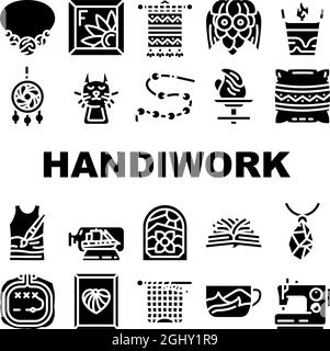 Handiwork Craft Hobby Occupatation icone Set Vector Illustrazione Vettoriale