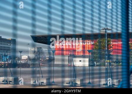 Londra, Regno Unito. 07 settembre 2021. Vista dell'Excel London dove si terrà il DSEI (Defense and Security Equipment International) dal 14 al 17 settembre. Credit: SOPA Images Limited/Alamy Live News Foto Stock