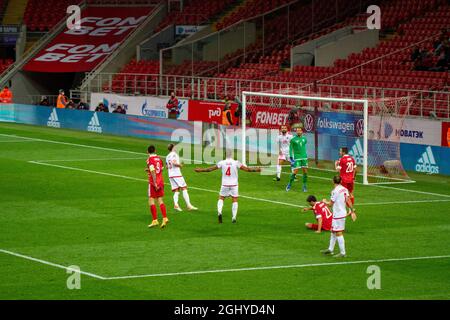 MOSCA, RUSSIA - 7 SETTEMBRE 2021 Stadio Otkrytie Arena. Torneo di qualificazione per la Coppa del mondo FIFA 2022 in Qatar. Gruppo H. Russia vs Malta natio Foto Stock