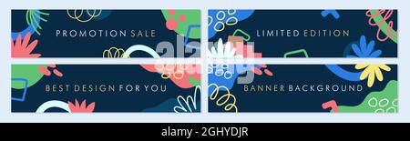 Collezione di modelli banner di vendita per la vendita promozionale. Banner modificabile per annunci su social media, siti Web e Internet. Illustrazione Vettoriale