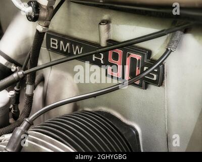 Immagine ravvicinata del motore di una motocicletta BMW R90S Foto Stock