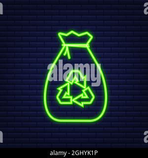 Impostare la natura ecologica. Energia solare. Salvare il pianeta. Stile neon. Illustrazione vettoriale. Illustrazione Vettoriale