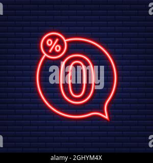 Commissione zero. Elemento di progettazione. Stile neon. Badge dell'offerta speciale. Illustrazione vettoriale. Illustrazione Vettoriale