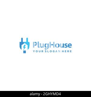 flat Electromhome prese elettriche design logo Illustrazione Vettoriale