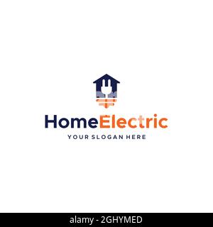 Design moderno Electromhome casa elettrica logo Illustrazione Vettoriale