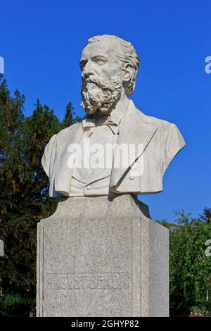 Busto di romanziere croato August Senoa (1838-1881) a Zagabria, Croazia Foto Stock