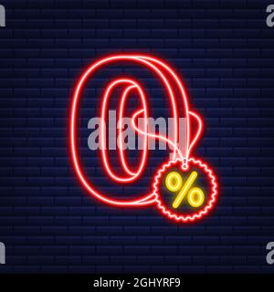 Commissione zero. Elemento di progettazione. Offerta limitata Red. Icona neon. Badge dell'offerta speciale. Illustrazione dello stock vettoriale. Illustrazione Vettoriale