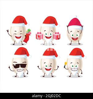 Emoticon di Babbo Natale con personaggio cartoon di semi di zucca. Illustrazione vettoriale Illustrazione Vettoriale