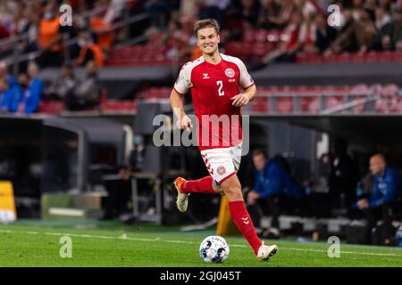 Copenaghen, Danimarca. 07 settembre 2021. Joachim Andersen (2) di Danimarca ha visto durante la Coppa del mondo UEFA tra Danimarca e Israele al Parken di Copenaghen. (Photo credit: Gonzales Photo - Dejan Obretkovic). Foto Stock