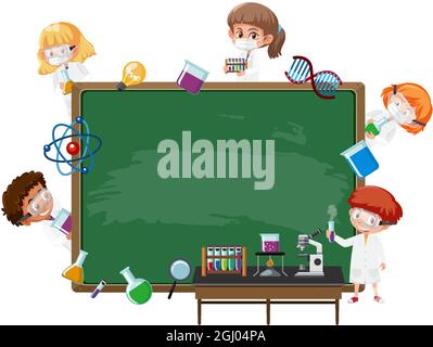 Cornice di legno vuota con molti bambini scuola cartoon illustrazione  carattere Immagine e Vettoriale - Alamy