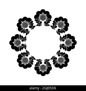 Cornice con motivo di scultura balinese per inviti, certificati, ecc. Illustrazione Vettoriale