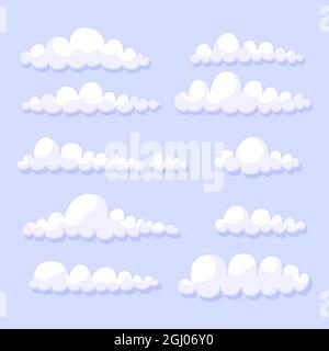 Disegno a mano della nuvola nel cielo Set illustrazione vettoriale. Illustrazione Vettoriale