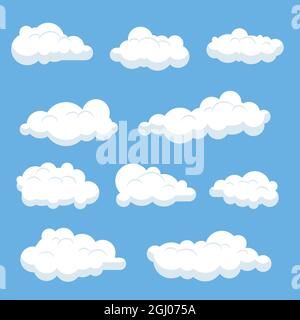 Disegno a mano della nuvola nel cielo Set illustrazione vettoriale. Illustrazione Vettoriale