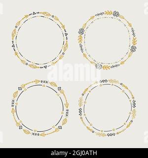 Disegno a mano boho frame pack illustrazione vettoriale. Illustrazione Vettoriale