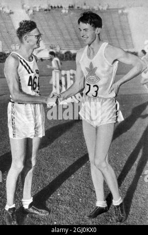 X Olympiad, Los Angeles, agosto 1932. Duncan Mc Naughton e Bob Van Osdel per la squadra canadese di salto in alto Foto Stock