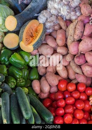 Mercado Municipal di Praia a Platone. La capitale Praia sull'isola di Santiago (Ilha de Santiago), Capo Verde nell'Equatoriale Atlantico. Foto Stock