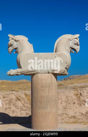 Iran, Central Iran, Persepolis, VI secolo a.c. la città antica, il grifone monumento Foto Stock