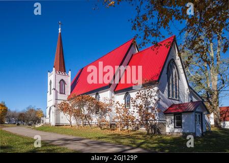 Canada, New Brunswick, Saint John River Valley, Gagetown. Chiesa Anglicana di San Giovanni, n. 1880. Foto Stock
