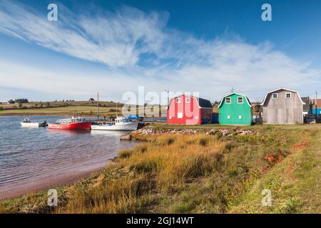 Canada, Prince Edward Island, fiume francese. Piccolo porto di pescatori. Foto Stock