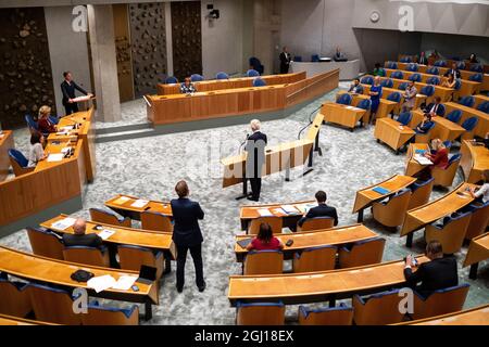 Pays-Bas, la Haye le 07/09/2021. Au parlement des Pays-Bas, debat suite au rapport finale de l'informatrice pour la formation du nouveau gouvernement. Foto Stock