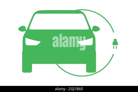 Sagoma segnaletica stradale per auto elettriche. Design piatto minimalista Illustrazione Vettoriale