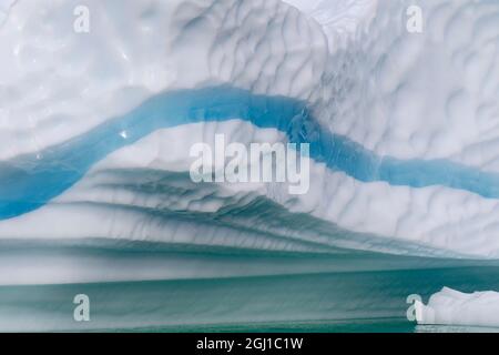 Iceberg alla deriva nel fiordi della Groenlandia meridionale. America, Nord America, Groenlandia, Danimarca Foto Stock