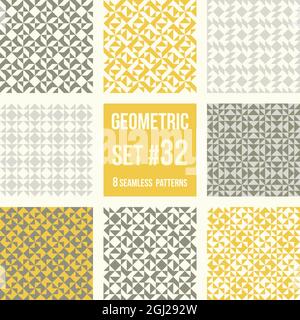 Set di otto ripetizioni geometriche. Raccolta di diversi modelli astratti, numero 32. Colori retrò semplici - facile da colorare. Vettore senza giunture Illustrazione Vettoriale