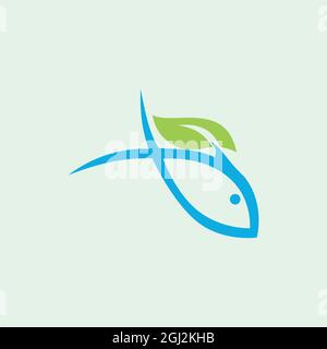 astratto natura pesce logo icona disegno piatto vettore concetto grafico Illustrazione Vettoriale