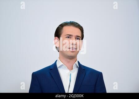 Vienna, Austria. 8 settembre 2021. Data pubblica dei media del governo federale. Dichiarazione stampa a seguito della conferenza del governo federale con i governatori e gli esperti sulle nuove misure corona. La foto mostra il Cancelliere Sebastian Kurz. Foto Stock