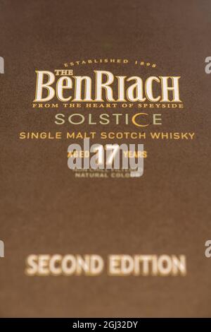 Scatola di 17 anni BENRIACH whisky single malt scotch Foto Stock