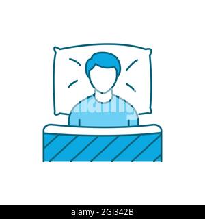 Icona della linea a colori del riposo del letto. Pittogramma per pagina web, app mobile, promo. Elemento di progettazione GUI UI UX. Tratto modificabile. Illustrazione Vettoriale
